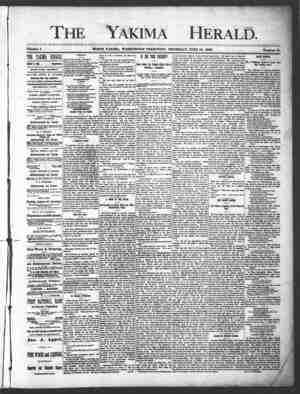 Yakima Herald Newspaper June 20, 1889 kapağı