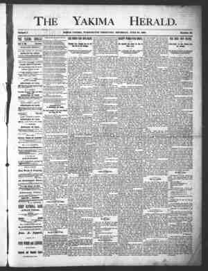 Yakima Herald Newspaper June 27, 1889 kapağı