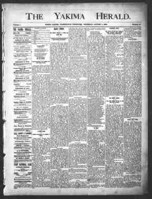 Yakima Herald Newspaper August 1, 1889 kapağı