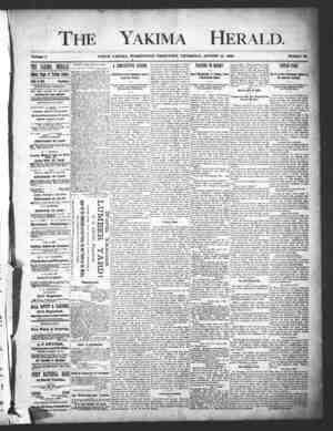 Yakima Herald Newspaper August 15, 1889 kapağı