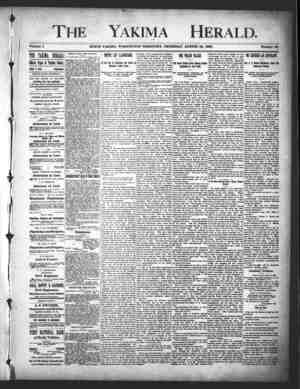 Yakima Herald Newspaper August 22, 1889 kapağı