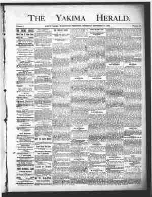 Yakima Herald Newspaper September 26, 1889 kapağı