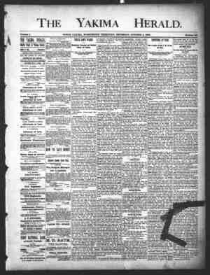 Yakima Herald Newspaper October 3, 1889 kapağı