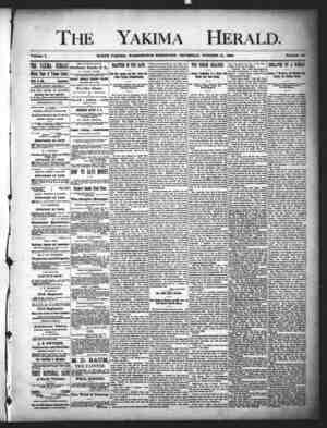 Yakima Herald Newspaper October 31, 1889 kapağı