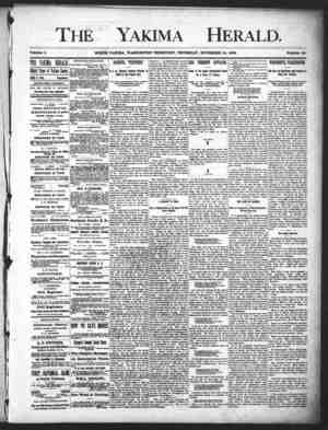 Yakima Herald Newspaper November 14, 1889 kapağı
