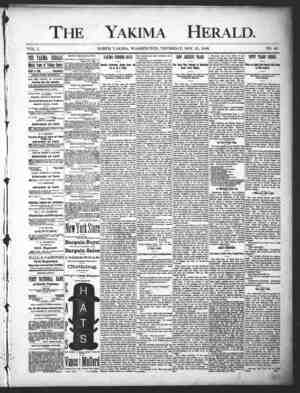 Yakima Herald Newspaper November 21, 1889 kapağı