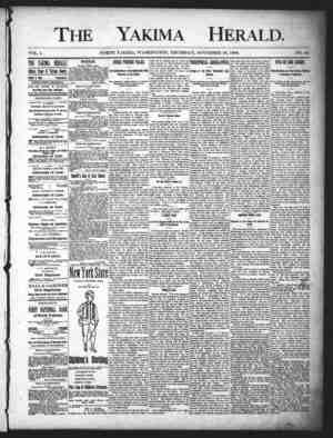Yakima Herald Newspaper November 28, 1889 kapağı