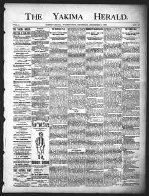 Yakima Herald Newspaper December 5, 1889 kapağı