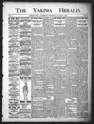 Yakima Herald Newspaper January 2, 1890 kapağı