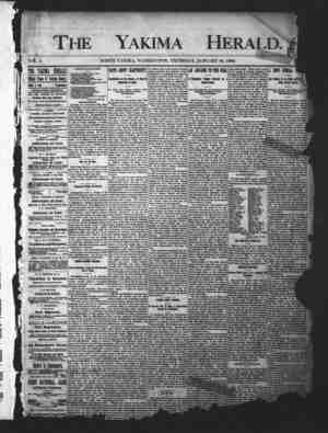 Yakima Herald Newspaper January 30, 1890 kapağı