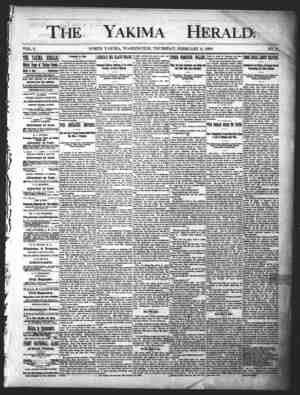Yakima Herald Newspaper February 6, 1890 kapağı