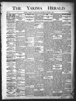 Yakima Herald Newspaper March 6, 1890 kapağı