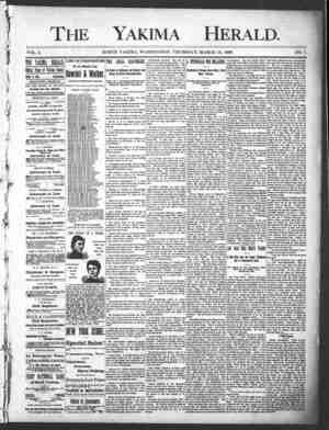 Yakima Herald Newspaper March 13, 1890 kapağı