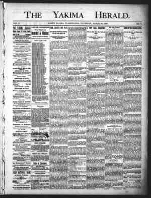 Yakima Herald Newspaper March 20, 1890 kapağı