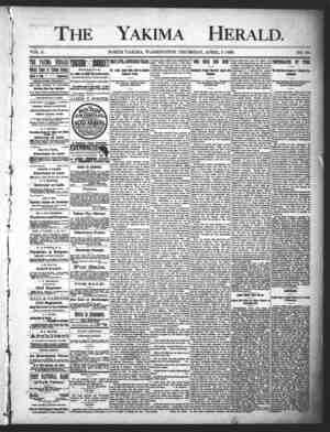Yakima Herald Newspaper April 3, 1890 kapağı