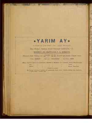    »eYARIM AY» “Edebi - İİmi <4 27 (Mecmiuğ İdare Merkezi : İstanbul, Sirkeci Ebussuud Caddesi No, 1-3 RESİMLİ AY MATRAASI T.