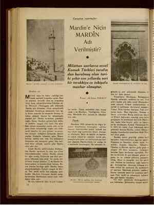     e mam li ml Mardin civar ımuhalleler Şehidiye minaresi ve Mardinin adı : ardine niçin bu ismin verildiği hak- kında...