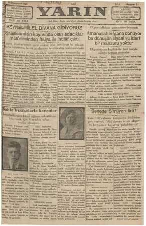 Yarın Gazetesi 10 Aralık 1929 kapağı