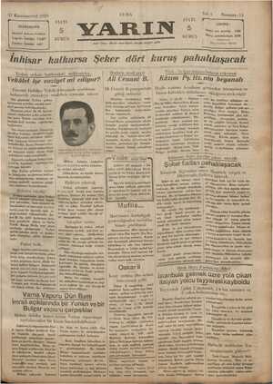 Yarın Gazetesi 27 Aralık 1929 kapağı