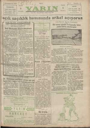 Yarın Gazetesi 31 Aralık 1929 kapağı