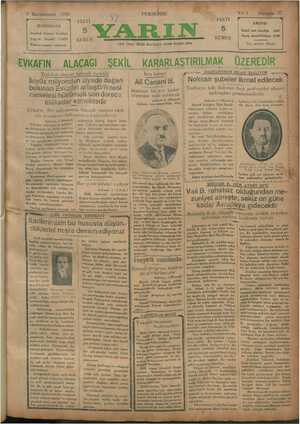 Yarın Gazetesi 9 Ocak 1930 kapağı