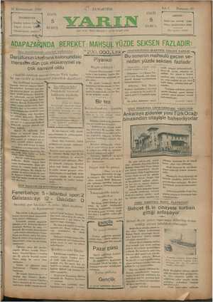Yarın Gazetesi 11 Ocak 1930 kapağı