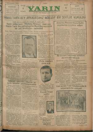 Yarın Gazetesi 14 Ocak 1930 kapağı