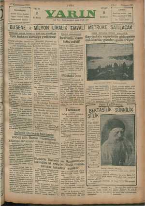 Yarın Gazetesi 17 Ocak 1930 kapağı