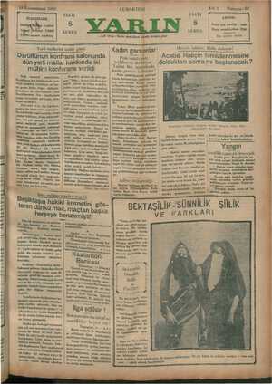 Yarın Gazetesi 18 Ocak 1930 kapağı
