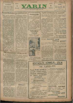 Yarın Gazetesi 20 Ocak 1930 kapağı