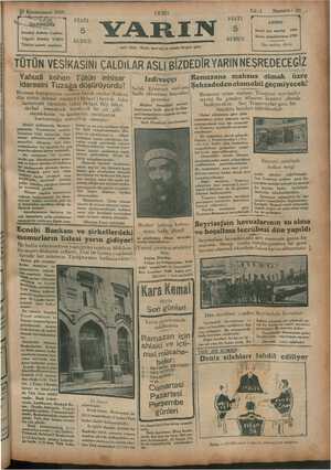 Yarın Gazetesi 31 Ocak 1930 kapağı