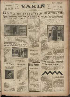 Yarın Gazetesi 1 Şubat 1930 kapağı