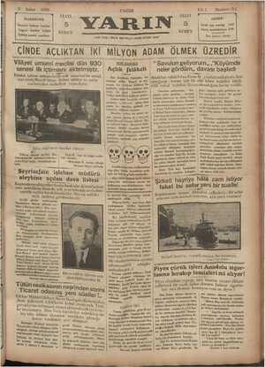 Yarın Gazetesi 2 Şubat 1930 kapağı