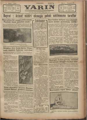Yarın Gazetesi 6 Şubat 1930 kapağı