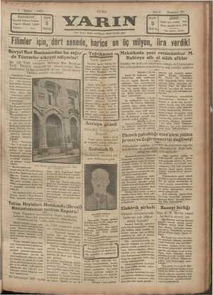 Yarın Gazetesi 7 Şubat 1930 kapağı