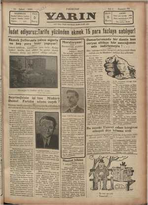 Yarın Gazetesi 10 Şubat 1930 kapağı