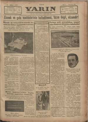  16 Şubat 1980 İDAREHANE İstanbul Ankara Caddesi Telgraf : İstanbul YARIN Telefon : © — 4248 2 Kuruş PAZAR YARIN <Arif Oruç »
