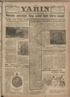 Yarın Gazetesi 18 Şubat 1930 kapağı