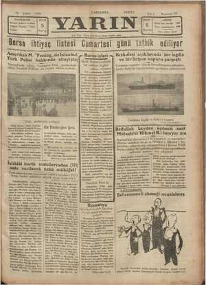 Yarın Gazetesi 19 Şubat 1930 kapağı