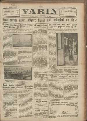 Yarın Gazetesi 21 Şubat 1930 kapağı