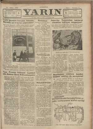 Yarın Gazetesi 22 Şubat 1930 kapağı