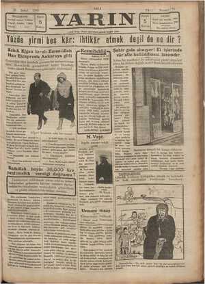 Yarın Gazetesi 25 Şubat 1930 kapağı