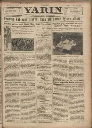 Yarın Gazetesi 27 Şubat 1930 kapağı