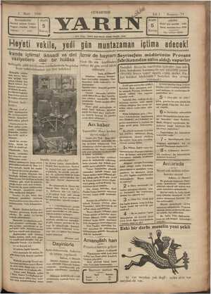 Yarın Gazetesi 1 Mart 1930 kapağı