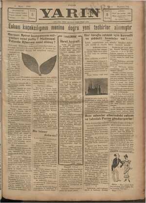 Yarın Gazetesi 9 Mart 1930 kapağı