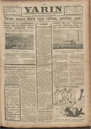 Yarın Gazetesi 11 Mart 1930 kapağı
