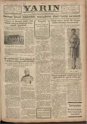 Yarın Gazetesi 18 Mart 1930 kapağı