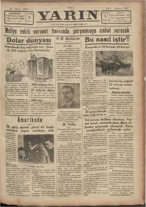 Yarın Gazetesi 25 Mart 1930 kapağı