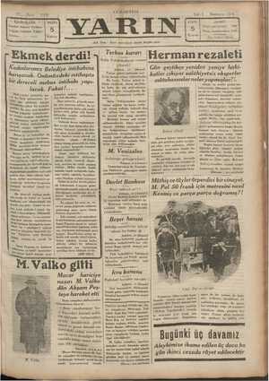 Yarın Gazetesi 29 Mart 1930 kapağı