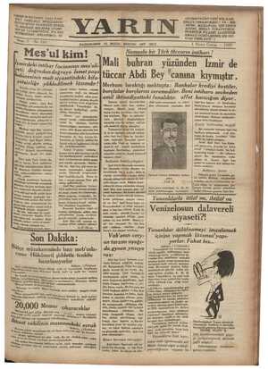 Yarın Gazetesi 4 Nisan 1930 kapağı